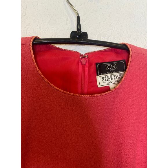Vintage 1980’s Carolina Herrera for Bergdorf Pink Wool Dress Sz 4 Pink Zip Close - Picture 4 of 16